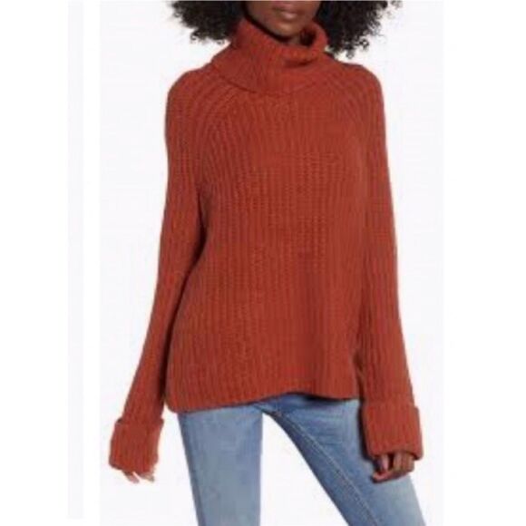 Nordstrom BP Cozy Brown Sequoia Turtleneck Sweater Size Medium - Picture 1 of 12